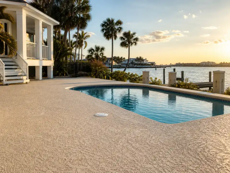 Coastal pool deck coating with a light texture in St. Pete Beach, Florida