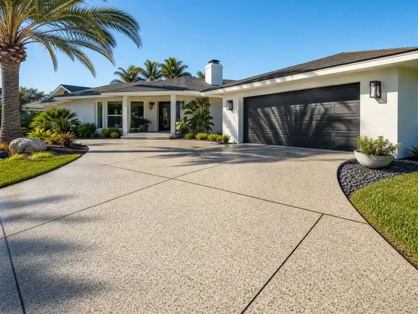 Sealed decorative concrete driveway in Largo Florida