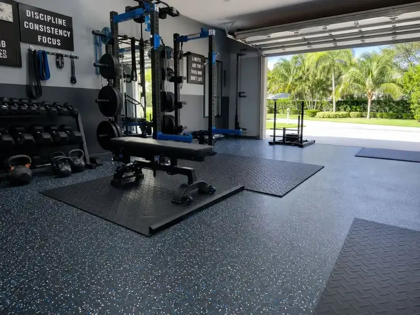 Garage floor coating for home gym in Tampa Bay