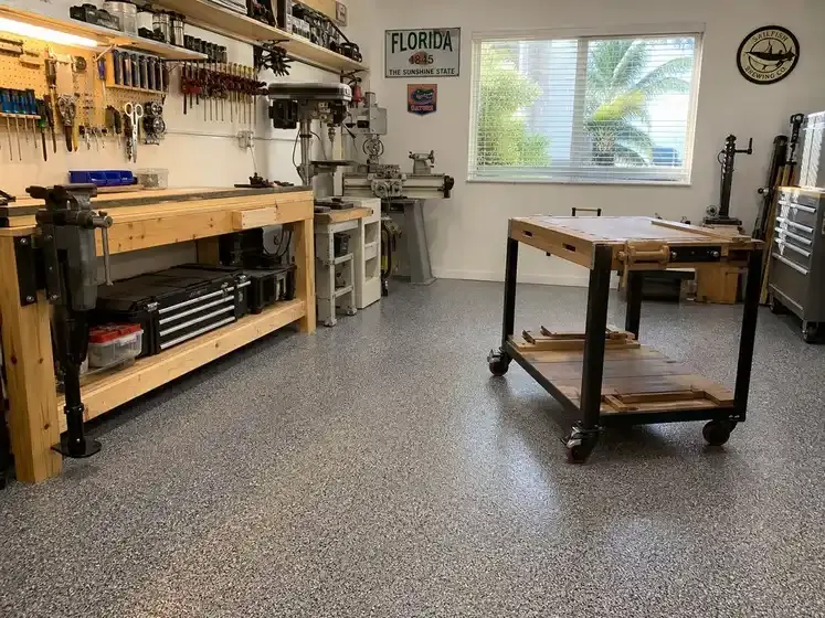 Garage floor coating for home workshop by Pirate Cove Epoxy