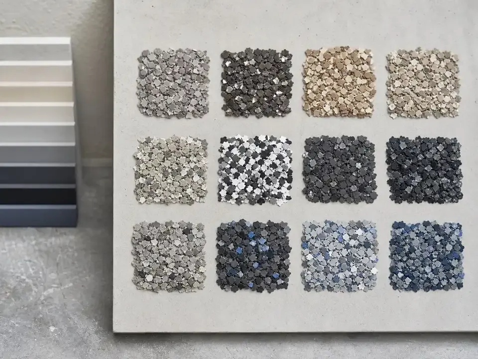 Garage floor coating flake finish samples