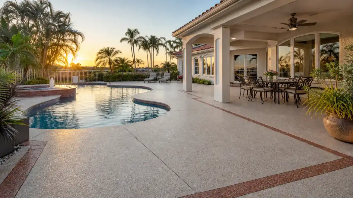 Resurfaced pool deck coating in Largo Florida