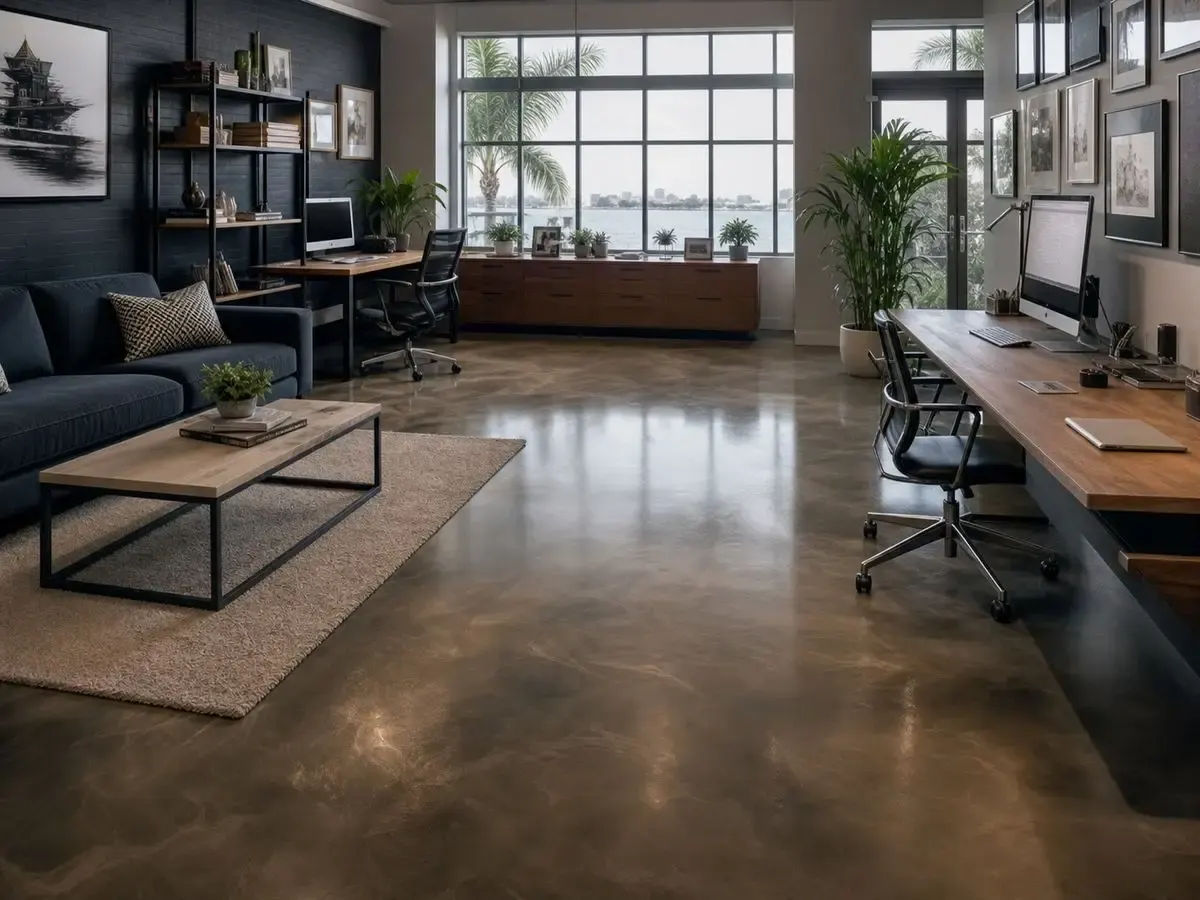 Metallic epoxy office floor by Pirate Cove Epoxy