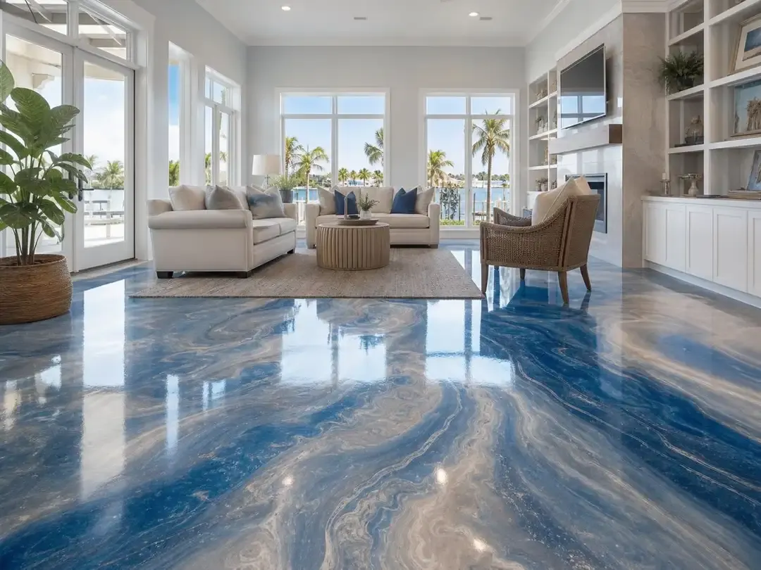 Metallic epoxy residential interior floor by Pirate Cove Epoxy