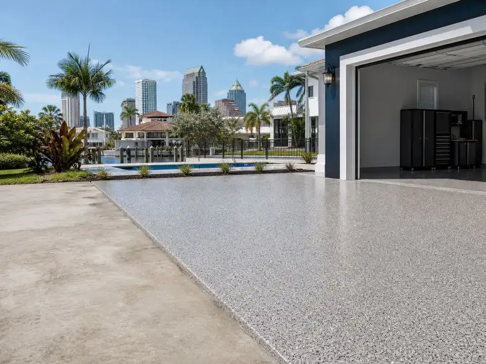 Pirate Cove Epoxy Pirate Cove Epoxy crew working on concrete coating for a Palm River-Clair Mel property
