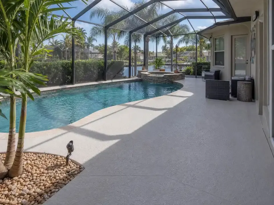 Backyard pool deck coating by Pirate Cove Epoxy