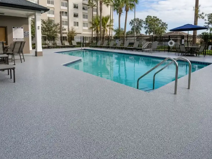 Small commercial pool deck coating in Tampa Bay