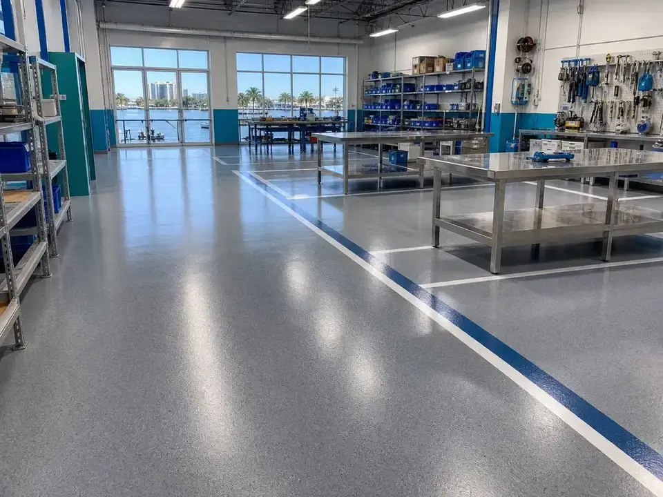 Commercial floor coating by Pirate Cove Epoxy in Tampa Bay