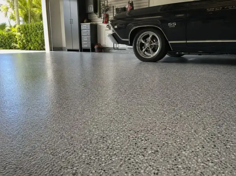 Pirate Cove Epoxy Finished flake garage floor coating